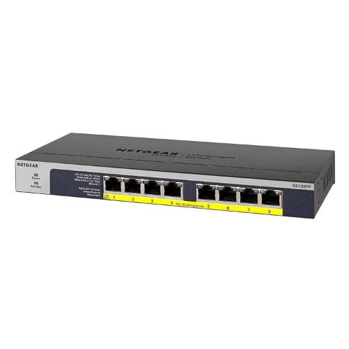 NETGEAR GS108PP Unmanaged Gigabit Ethernet (10/100/1000) Power over Ethernet (PoE) Black