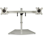 StarTech.com Dual Monitor Stand - Ergonomic Free Standing Dual Monitor Desktop Stand for two 24" (17.6lb/8kg) VESA Mount Displays - Synchronized Height Adjustable - Double Monitor Pole Mount - Silver