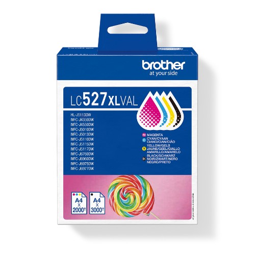 Brother LC-527XLVAL Ink cartridge multi pack Bk,C,M,Y high-capacity 3500pg + 3x2000 pg Pack=4 for Brother MFC-J 4350/6560/6975