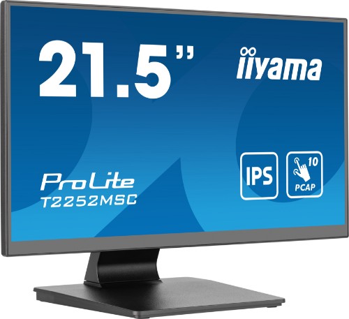 iiyama ProLite 21.5” PCAP 10pt touchscreen monitor featuring IPS panel technology, Edge-to-Edge glass design and anti fingerprint coating