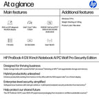 HP ProBook 4 G1i 14 inch Notebook AI PC Wolf Pro Security Edition Intel Core Ultra 7 255H Laptop 35.6 cm (14") WUXGA 32 GB DDR5-SDRAM 1 TB SSD Wi-Fi 7 (802.11be) Windows 11 Pro Silver