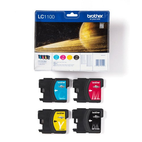 Brother LC-1100VALBPDR Ink cartridge multi pack Bk,C,M,Y Blister Acustic Magnetic 9.5ml + 3x7.5ml, 450pg + 3x325pg Pack=4 for Brother DCP 185 C/MFC 6490 C