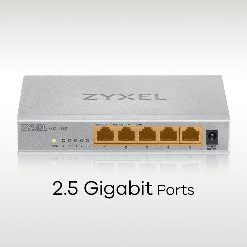 Zyxel MG-105 Unmanaged 2.5G Ethernet (100/1000/2500) Steel
