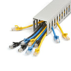 StarTech.com Open Slot Cable Management Raceway with Cover, 2"(50mm)W x 2"(50mm)H - 6.5ft(2m) length - 1/4"(8mm) Slots, PVC Network Cable Hider/Wall Wire Duct, Max 80 Cables, UL Listed