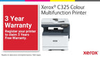 Xerox C325 A4 33ppm Wireless Duplex Copy/Print/Scan/Fax PS3 PCL5e/6 2 Trays Total 251 Sheets