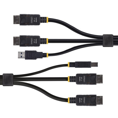 StarTech.com 6ft (1.8m) Dual-DisplayPort and USB 5Gbps KVM Cable, 4K 60Hz, Universally Compatible DP 1.2/USB 3.0 Combo Cable for Dual-Monitor KVM Switches