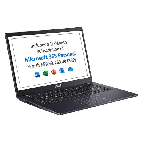 ASUS Vivobook Go 14 E410KA-EB996WS Intel® Celeron® N N4500 Laptop 35.6 cm (14") Full HD 4 GB DDR4-SDRAM 128 GB eMMC Wi-Fi 5 (802.11ac) Windows 11 Home in S mode Black, Blue