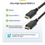 StarTech.com 50cm (1.6ft) Certified Ultra High Speed HDMI Cable, 8K 60Hz/4K 120Hz, HDMI 2.1 Cable with HDR10+ / eARC, 48Gbps, 8K HDMI Cord for Monitor/TV/Display, Flexible TPE Jacket