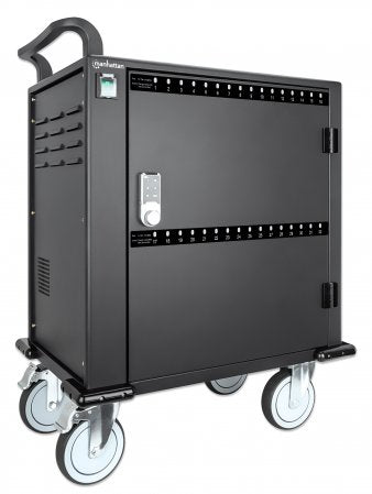 Manhattan iPad to 13", MacBook Air to 13" & Chromebook to 14" 32-bay Charging Trolley/Cart via USB-C, Also other tablets/smartphones (with device to USB-C cable), Bays 330x22x235mm, Device charging cables not included (suggest USB-C cable 356213),Cabinet