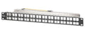 Intellinet 19" 48-Port Shielded Blank Patch Panel, 1U, Unloaded 19-inch Rackmount Keystone Panel for High-density Installations, Removable Cable-Management Bar, Black
