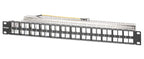 Intellinet 19" 48-Port Shielded Blank Patch Panel, 1U, Unloaded 19-inch Rackmount Keystone Panel for High-density Installations, Removable Cable-Management Bar, Black
