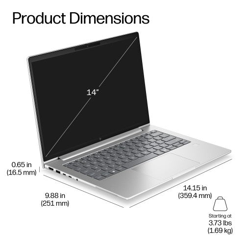 HP EliteBook 6 G2i 14 inch Notebook AI PC Intel Core 5 320 Laptop 35.6 cm (14") WUXGA 16 GB DDR5-SDRAM 512 GB SSD Wi-Fi 7 (802.11be) Windows 11 Pro Silver