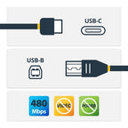 StarTech.com 6.6ft (2m) USB-B to USB-C Cable, Data Cord, USB 2.0, USB-C Data Transfer Cable