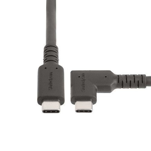StarTech.com 6.6ft (2m) USB-C Cable, Right-Angled, USB 5Gbps, 100W (5A) Power Delivery, 4K 60Hz DP Alt Mode, Rugged USB C Cord - Thunderbolt Compatible