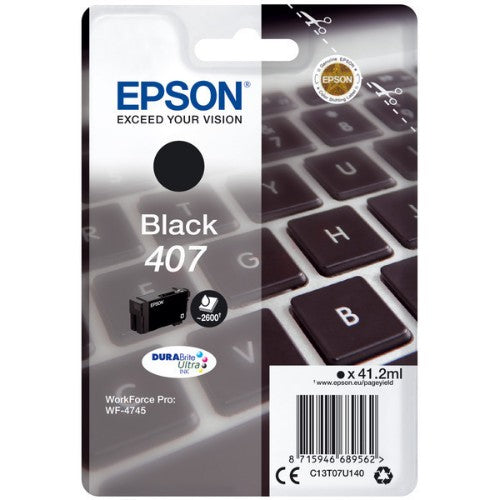 Epson C13T07U140/407 Ink cartridge black, 2.6K pages ISO/IEC 19752 41.2ml for Epson WF 4745