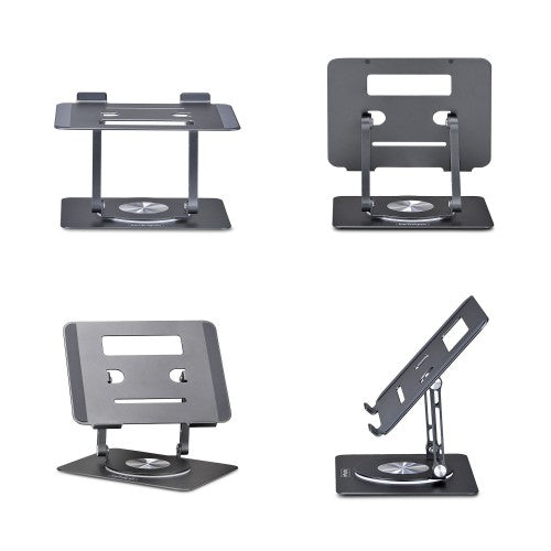 StarTech.com Rotating Laptop Stand, 360 Swivel, Ergonomic Desk Riser for Computer, Elevated Tray w/ Adjustable Tilt, Max 11lb/5kg, Aluminum Build, Portable Design
