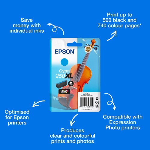 Epson C13T16P24010/250XL Ink cartridge cyan high-capacity, 740 pages 8.9ml for Epson Expression Photo XP-980