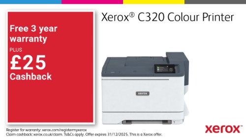 Xerox C320 A4 33ppm Wireless Duplex Printer PS3 PCL5e/6 2 Trays Total 251 Sheets