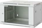 Intellinet 19" Network Cabinet - Wall Mount (Standard), 6U, 600mm Deep, Grey, Assembled, Max 60kg, Suitable also for use on desk or floor, Usable Depth 500mm, Metal & Glass Door, Back Panel, Removeable Sides, Parts for wall install (eg screws/rawl plugs)