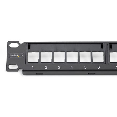 StarTech.com 24 Port 1U Blank Keystone Patch Panel, Rackmount Cat6 Patch Panel for RJ45 UTP Ethernet Network Jacks