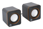 Manhattan 2600 Series Speaker System, Two Speakers, Black/Orange, USB for Stereo Audio and Power, Output: 2x 3W, Decent Sound, Integrated rotary volume control, USB-C/USB-A Adapter, Cable 1.4m, Three Year Warranty