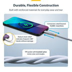 StarTech.com 30cm (1ft) White USB-C Charging Cable, 60W (3A) PD, Dual-Layer Braided Nylon/TPE Jacket, Rugged USB C Charging Cord, USB 2.0 Laptop Charger Cable