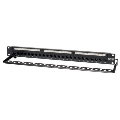 Tripp Lite N254-024 24-Port 1U Rack-Mount Cat6/Cat5 Feedthrough Patch Panel, RJ45 Ethernet, TAA