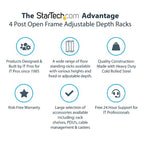 StarTech.com 18U 4-Post Server Rack, 19in Open Frame Rack with 40in (101cm) Mounting Depth and 1200lb (544kg) Weight Capacity, Mobile or Floor Mount IT Rack