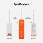 Targus HyperJuice Flex 10K 30W 5000 mAh White, Orange