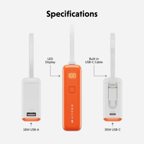 Targus HyperJuice Flex 10K 30W 5000 mAh White, Orange