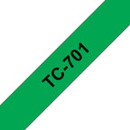 Brother TC-701 DirectLabel black on green 12mm x 7,7m for Brother P-Touch TC 9-12mm