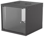 Intellinet 19" Network Cabinet - Wall Mount (Basic), 9U, 560mm Deep, Black, Flatpack, Max 50kg, Usable Depth 500mm, Glass Door, 19" Rack, Parts for wall installation (eg screws and rawl plugs) not included