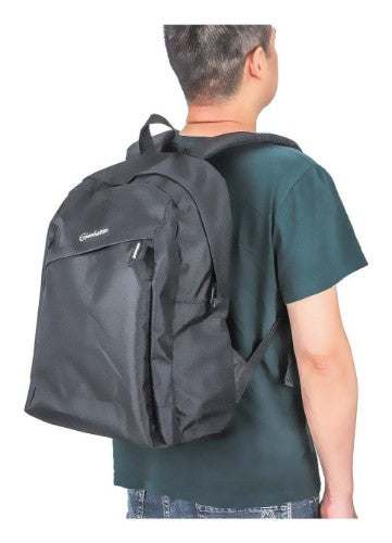 Manhattan Knappack Backpack 14.1", Black, LOW COST, Lightweight, Internal Laptop Sleeve, Accessories Pocket, Padded Adjustable Shoulder Straps, Water Bottle Holder, Three Year Warranty
