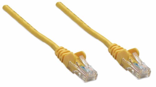 Intellinet Network Patch Cable, Cat5e, 0.5m, Yellow, CCA, U/UTP, PVC, RJ45, Gold Plated Contacts, Snagless, Booted, Lifetime Warranty
