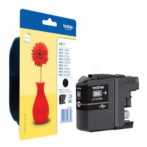 Brother LC-121BKBP Ink cartridge black Blister, 300 pages for Brother DCP-J 132/MFC-J 285