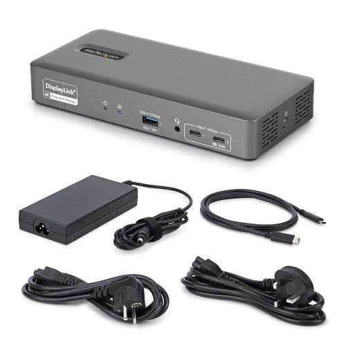 StarTech.com Dual-Monitor USB-C Docking Station, 4K 60Hz, HDMI or DisplayPort, 96W Laptop Charging, Gigabit Ethernet, Universal Smart Dock for Windows and macOS