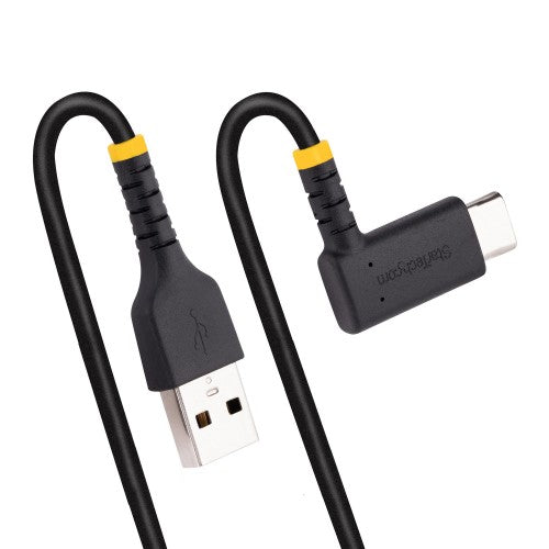 StarTech.com 6.6ft (2m) USB-A to USB-C Fast Charging Cable, Rugged, Right-Angled, Charge & Sync, 3A, USB 2.0, TPE Jacket and Aramid Fiber - USB Charging Cord