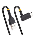 StarTech.com 1ft (30cm) USB-A to USB-C Fast Charging Cable, Rugged, Right-Angled, Charge & Sync, 3A, USB 2.0, TPE Jacket and Aramid Fiber - USB Charging Cord