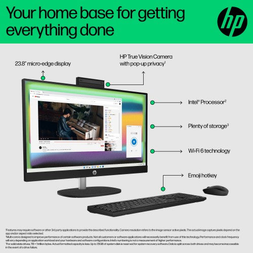 HP 24 -cr0047na PC Intel® Core™ i5 i5-1335U 60.5 cm (23.8") 1920 x 1080 pixels All-in-One PC 8 GB DDR4-SDRAM 512 GB SSD Windows 11 Home Wi-Fi 6 (802.11ax) White