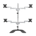 StarTech.com Desktop Quad Monitor Stand - Ergonomic VESA 4 Monitor Arm (2x2) up to 32" (17.6lb/8kg) - Free Standing Articulating Universal Pole Mount - Height Adjustable/Tilt/Swivel/Rotate - Silver