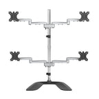 StarTech.com Desktop Quad Monitor Stand - Ergonomic VESA 4 Monitor Arm (2x2) up to 32" (17.6lb/8kg) - Free Standing Articulating Universal Pole Mount - Height Adjustable/Tilt/Swivel/Rotate - Silver