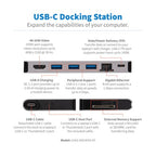 Tripp Lite U442-DOCK5D-GY USB-C Dock - 4K HDMI, USB 3.x (5Gbps), USB-A/C Hub Ports, GbE, Memory Card, 100W PD Charging, Detachable Cord