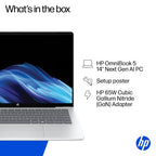HP OmniBook 5 NGAI OmniBook 5 Next Gen AI 14-he0001na Copilot+ PC Snapdragon X1-26-100 Laptop 35.6 cm (14") 2K 16 GB LPDDR5x-SDRAM 512 GB SSD Wi-Fi 6E (802.11ax) Windows 11 Home Silver