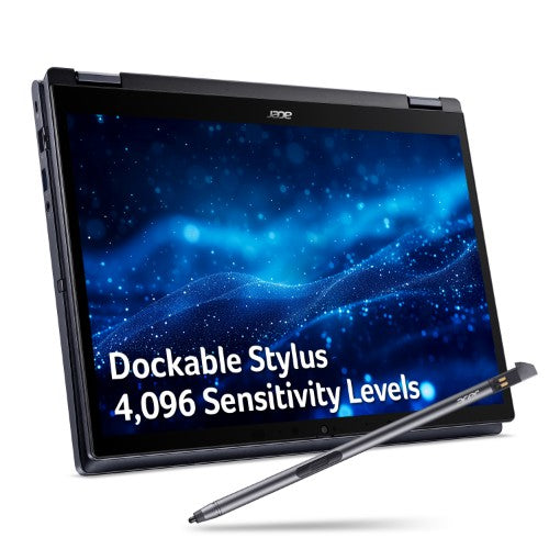 Acer TravelMate TMP414RN-53-TCO-52C7 Intel® Core™ i5 i5-1335U Hybrid (2-in-1) 35.6 cm (14") Touchscreen WUXGA 8 GB DDR4-SDRAM 256 GB SSD Wi-Fi 6E (802.11ax) Windows 11 Pro Blue