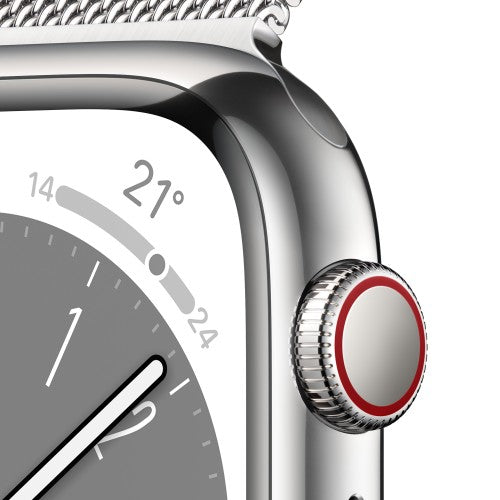 Apple Watch Series 8 OLED 41 mm Digital 352 x 430 pixels Touchscreen 4G Silver Wi-Fi GPS (satellite)