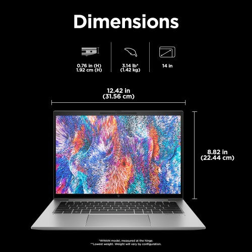 HP ZBook Firefly G11 Intel Core Ultra 7 155H Mobile workstation 35.6 cm (14") WUXGA 16 GB DDR5-SDRAM 512 GB SSD NVIDIA RTX A500 Wi-Fi 6E (802.11ax) Windows 11 Pro AI Workstation, AI PC Silver