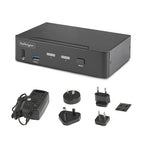 StarTech.com 2-Port DisplayPort KVM Switch, 8K 60Hz / 4K 144Hz, Single Display, DP 1.4, 2x USB 3.0 Ports, 4x USB 2.0 HID Ports, Push-Button & Hotkey Switching, TAA Compliant - OS Independent, Metal Housing