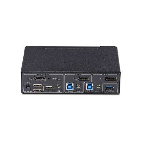 StarTech.com 2-Port DisplayPort KVM Switch, 4K 60Hz, DP 1.2, EDID Management, 2-Port USB 3.0 Hub, 4x USB HID Ports, TAA Compliant