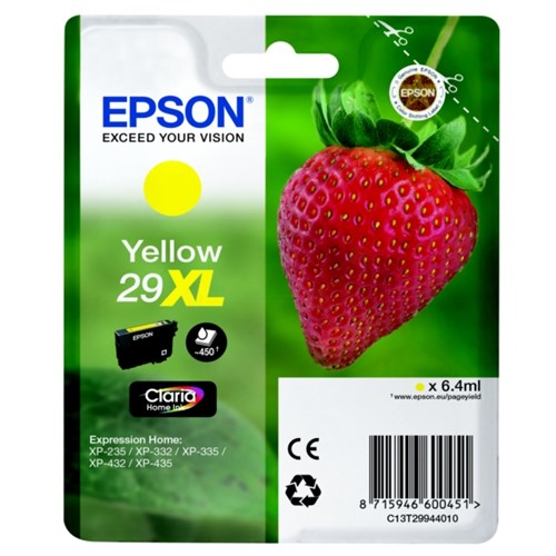 Epson C13T29944012/29XL Ink cartridge yellow high-capacity, 450 pages ISO/IEC 19752 6.4ml for Epson XP 235/335