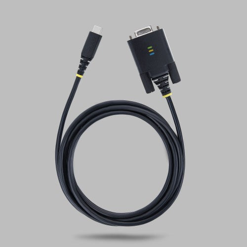 StarTech.com 6.6ft (2m) USB-C to Null Modem Serial Adapter Cable, COM Retention, FTDI, Type-C to Female DB9 RS232, Status LEDs, Interchangeable DB9 Screws and Nuts